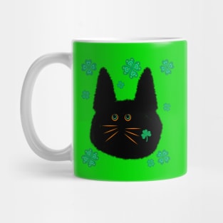 Fuzzy Cats Lucky Shamrock Black Cat Mug
